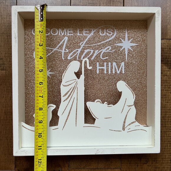 Winter Frost Christmas 'O Come Let Us Adore Him' Wooden Framed Wall Ready Decor - Picture 6 of 9